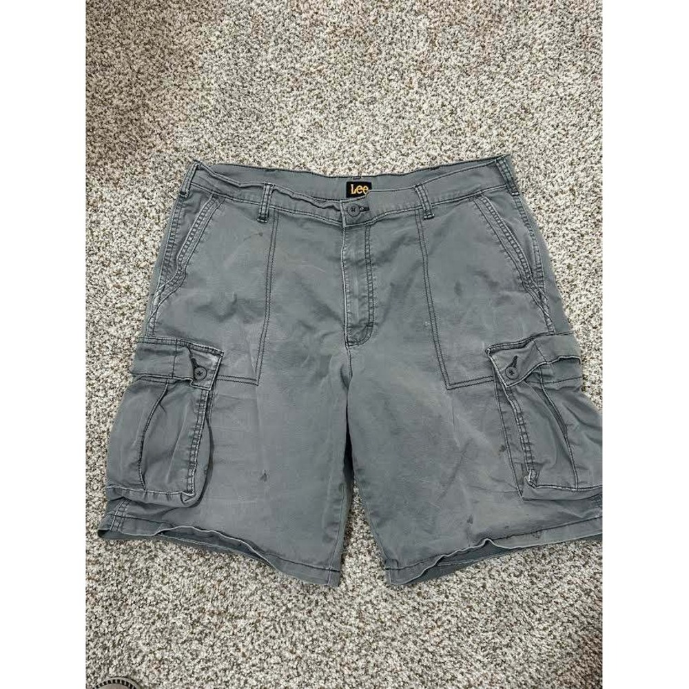 Lee Mens Gray Cargo Shorts Multi Pocket Casual Outdoor Workwear Size 37